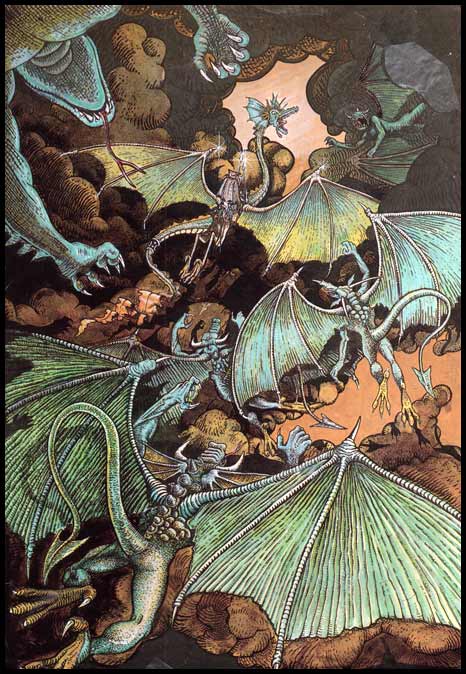 Flying Lizards — colour illustration by Tony O'Donnell