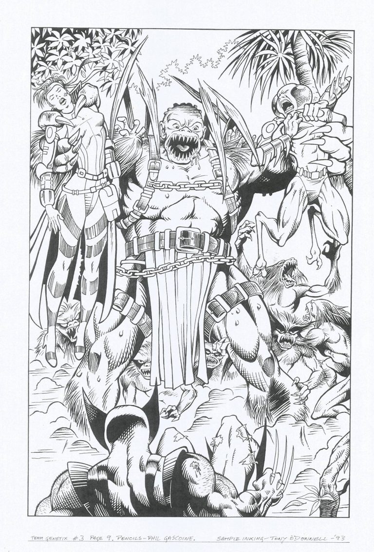 Team Genetix sample inks by Tony O'Donnell, 1993